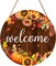 Fall Pumpkin Sunflower Front Door Welcome Hanger – 12"x12" Rustic Autumn Thanksgiving Farmhouse Decoration, Round Wooden Hanging Plaque for Home, Porch, Wall (Welcome Fall Pumpkin Sunflower)